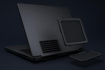 Laptop intake with snap-on dust filter