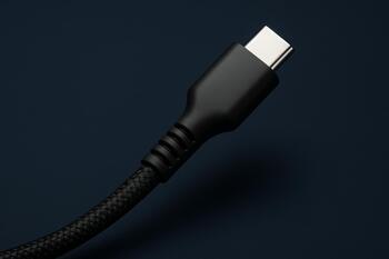 Black braided USB-C cable with soft strain relief