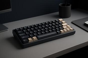 Compact mechanical keyboard on a clean workstation