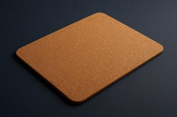 Natural cork desk mat with soft rounded edges