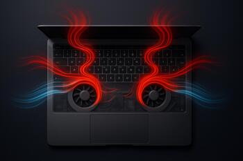 Top view of laptop keyboard and palm rest