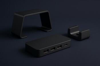 Modular desk kit with stand, hub and cable cradle