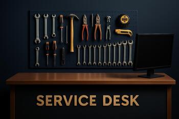 Service desk counter in India with tool wall