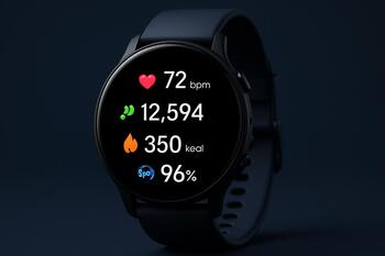 Smartwatch with sharp AMOLED display showing health stats