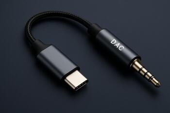 USB-C to 3.5 mm DAC adapter with short braided tail